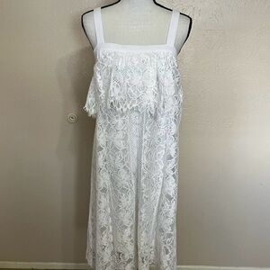 Tracy Reese Anthropologie White Lace Sleeveless Midi Dress Womens Size Small
